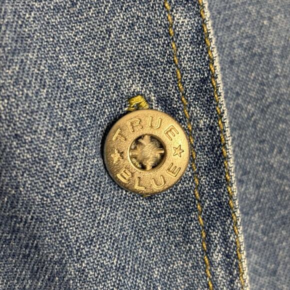 1990s Long Denim Bib Dress Vintage 90s Blue Jean Midi Pinafore True Blue Medium - Picture 2 of 10